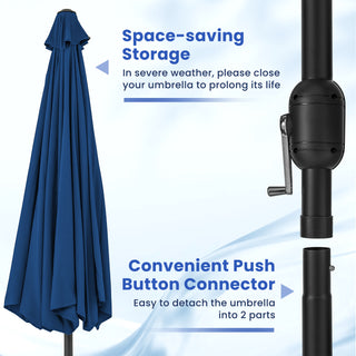 12 FT Patio Umbrella with Crank Handle & 8 Sturdy Ribs – Durable Outdoor Market Umbrella for Patio, Garden & Backyard