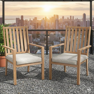 23" All-Weather Aluminum Patio Dining Chairs with Gray Cushions and Khaki/Gray Frame