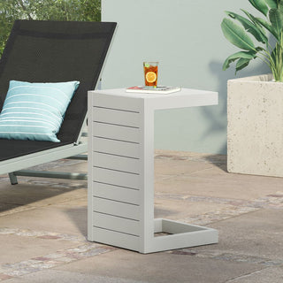 Modern Outdoor C-Shaped Side Table For Patio And Poolside