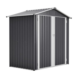 6x4 FT Metal Outdoor Storage Shed – Waterproof Steel Garden Tool Shed with Lockable Door