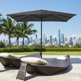 6.5X10 FT Rectangular Patio Umbrella with Crank, Tilt, Polyester UV-Resistant Without base