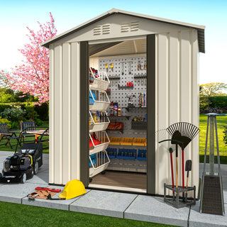 5x3 FT White Outdoor Garden Storage Shed with Apex Roof, Compact Metal Tool Shed for Backyard, Patio & Lawn Storage