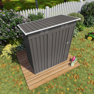 5 x 3 FT Metal Outdoor Storage Shed, Compact Garden Tool Shed with Pitched Roof & Lockable Door for Backyard, Patio & Bike Storage
