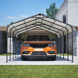 12 x 20 FT Heavy Duty Metal Carport, All-Weather Galvanized Outdoor Car Shelter for Car, Boat & Truck Protection