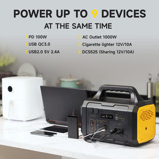 300W/1000W Portable Power Station with 100W/200W Solar Panel for Outdoor Camping, Home Backup & Emergency Use