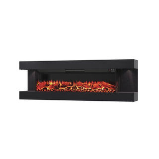 50"/60"/72" Wall-Mounted Electric Fireplace with Suspended LED Lighting, Modern Indoor Fireplace for Living Room