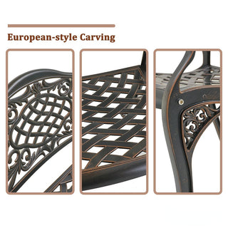 Set of 2 Vintage Cast Aluminum Outdoor Dining Chairs in Antique Bronze – Ergonomic Patio Chairs, Rust-Resistant, Weather-Resistant