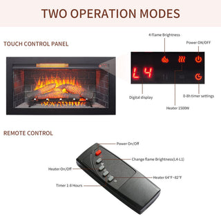 42-Inch Infrared Electric Fireplace with Removable Mantel & Insert – Touch Panel Electric Fireplace Heater for Home Decor