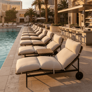 3-Piece Aluminum Rattan Patio Chaise Lounges With Rectangular Table And Light Gray Cushions