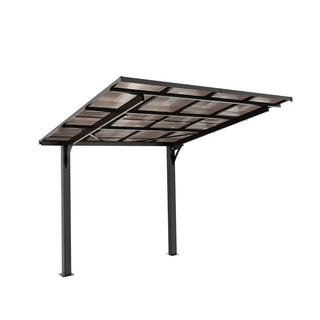 8x8 FT Galvanized Steel Outdoor Shelter with Sloped PC Roof, Multi-Use Awning for Bikes, BBQ & Patio