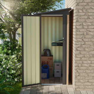 5 x 3 FT Metal Garden Storage Shed with Pent Roof & Side Hinged Door, Compact Outdoor Tool Shed for Patio, Backyard & Lawn Storage