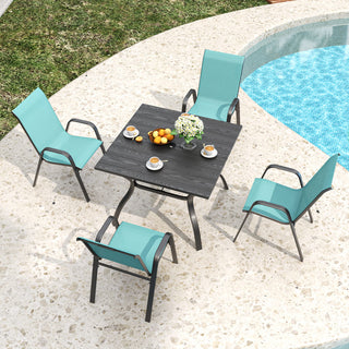 4-Piece Outdoor Patio Dining Chairs Set, Ergonomic Wide Seats with Lumbar Support, Waterproof Teslin Fabric & Rust-Resistant Metal Frame, 350 lbs Capacity