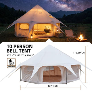 14.8ft × 9.2ft 600D Oxford Bell Tent with Stove Jack, Waterproof Glamping Yurt Tent for Family Camping, Heavy-Duty 4-Season Outdoor Tent