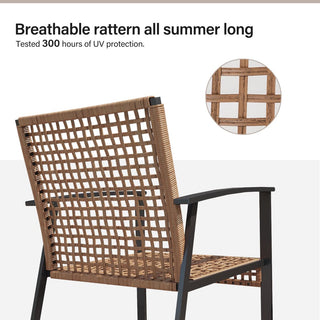 4-Piece Oversized Wicker Patio Conversation Set with Cushions & 2-Tier Storage Coffee Table for Outdoor Living