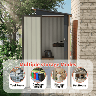 5 x 3 FT Metal Garden Storage Shed with Pent Roof & Side Hinged Door, Compact Outdoor Tool Shed for Patio, Backyard & Lawn Storage