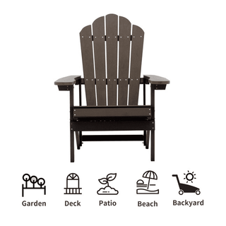 Brown Composite Adirondack Chair with Slat Seat for Patio, Lawn & Fire Pit