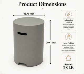 16-Inch Propane Tank Cover Table, Lightweight Concrete Propane Tank Hideaway for 20-Lb Tanks