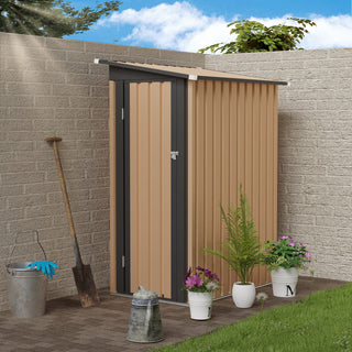 5 x 3 FT Metal Garden Storage Shed with Pent Roof & Side Hinged Door, Compact Outdoor Tool Shed for Patio, Backyard & Lawn Storage