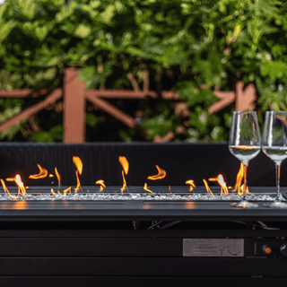 50,000 BTU Outdoor Propane Fire Pit Table with Glass Wind Guard, Lava Glass, Aluminum Frame & Stainless Steel Burner for Patio