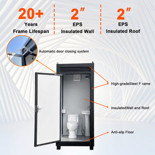 Portable Toilet Cabin (Single Person) – Outdoor Bathroom with Sink, Light & Vent Fan