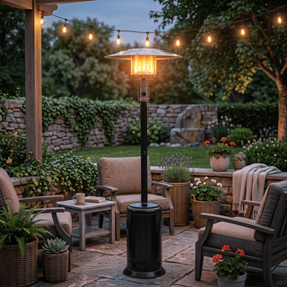 47,000 BTU Stainless Steel Propane Patio Heater with Adjustable Heat & Wheels for Patio, Backyard & Outdoor Gatherings