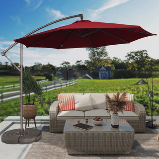 10FT Steel Cantilever Patio Umbrella with 2-Way Stop Crank, Offset Hanging Outdoor Umbrella for Patio, Pool, Deck & Garden