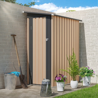 5 x 3 FT Metal Garden Storage Shed with Pent Roof & Side Hinged Door, Compact Outdoor Tool Shed for Patio, Backyard & Lawn Storage
