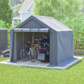 8x8 / 6x6 FT Multi-Purpose Outdoor Storage Shelter with Roll-Up Doors, Waterproof & UV-Resistant Portable Canopy for Garden, Tools & Equipment