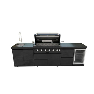 43-Inch 6-Burner 85000 BTU Outdoor Kitchen Island Grill | Stainless Steel BBQ with Sink, Wine Cooler, Rotisserie & Granite Countertop