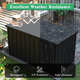 200 Gallon Metal Deck Box, Waterproof Outdoor Storage Box with Lockable Lid