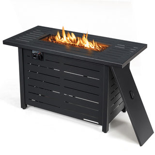 42 Inch 60,000 BTU Rectangular Propane Fire Pit Table with Waterproof Cover