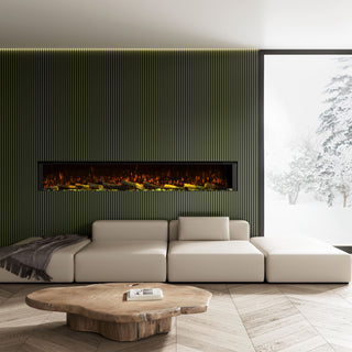 Panoramic 3-Sided Multi-Color LED Flame Wall-Mounted & Recessed Electric Fireplace