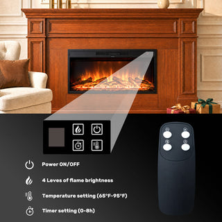 36-Inch Recessed Linear Electric Fireplace, ETL Certified, 750W/1500W Heat, LED Flame, Remote & Timer