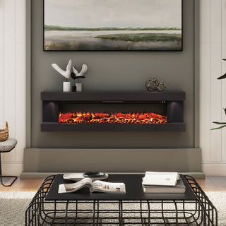Stylish Electric Fireplace with Suspended LED Light (50"/60")