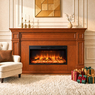 36-Inch Recessed Linear Electric Fireplace, ETL Certified, 750W/1500W Heat, LED Flame, Remote & Timer