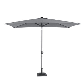 10Ft Outdoor Rectangular Umbrella with 26 Solar-Powered LED Lights, Crank and Tilt