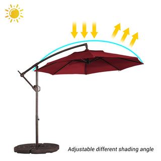 10FT Steel Cantilever Patio Umbrella with 2-Way Stop Crank, Offset Hanging Outdoor Umbrella for Patio, Pool, Deck & Garden