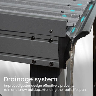 10X10 FT Lean to Gazebo, Wall Mounted Gazebos Pergola with Built in Drainage System, Galvanized Steel Roof