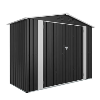 8 x 4 FT Outdoor Metal Storage Shed, Lockable Steel Garden Shed with Latch, Weather-Resistant Utility Shed for Backyard, Patio & Lawn, Black