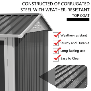 9 x 6 FT Metal Garden Storage Shed with Window, Outdoor Tool House for Patio, Backyard & Lawn, Weatherproof Utility Storage Building