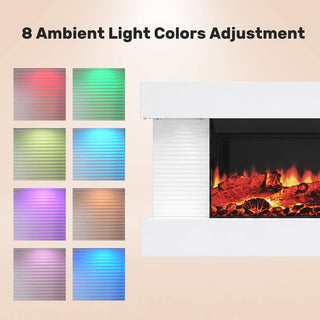 32"/50"/60"/72" Wall-Mounted Electric Fireplace with Suspended LED Lighting, Modern Indoor Fireplace for Living Room