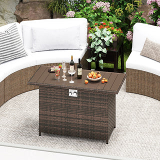 44.5 Inch Propane Fire Pit Table Rattan Gas 2-in-1 with Stainless Steel Burner