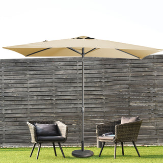 10Ft Outdoor Rectangular Umbrella with 26 Solar-Powered LED Lights, Crank and Tilt
