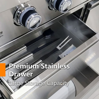 46-Inch 4-Burner 72,000 BTU Stainless Steel Outdoor Kitchen Island Grill With Wine Cooler, Rotisserie, Granite Countertops & Storage Cabinets