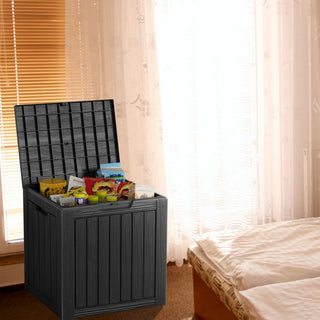 30 Gal. Black Outdoor Resin Waterproof Deck Box with Lockable Lid