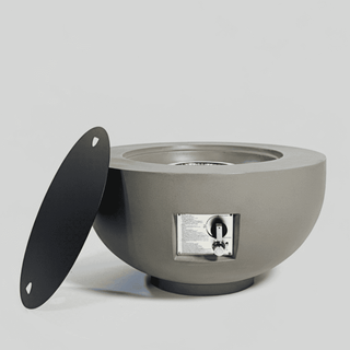 Outdoor Round Propane Fire Pit Table 28-inch,40,000 BTU Fire Pit Bowl,Light Concrete Propane Fire Pit with Free Lava Rocks,Rain Cover and Burner Lid,for Outside Patio,Garden,Deck,Light Gray