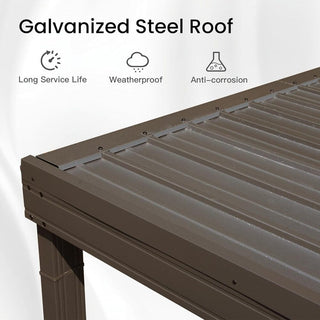 Wall Mounted Gazebos Pergola with Built in Drainage System, Galvanized Steel Roof