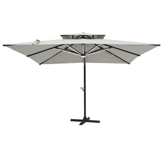 10FT Aluminum Cantilever Patio Umbrella with Removable LED Light Strips for Outdoor Shade