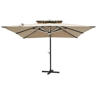 10FT Aluminum Cantilever Patio Umbrella with Removable LED Light Strips for Outdoor Shade