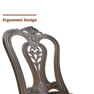 Mondawe 2-Piece Antique Bronze/White Cast Aluminum Stackable Outdoor Dining Chairs with Vintage European-Style Pattern for Patio & Garden